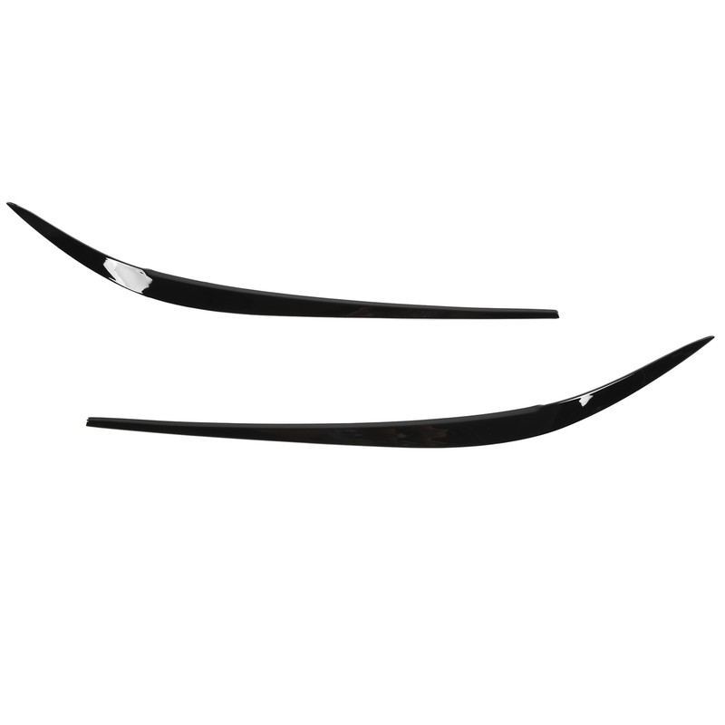Pair Headlight Eyebrow Glossy Black Trim Front Left Right Decoration