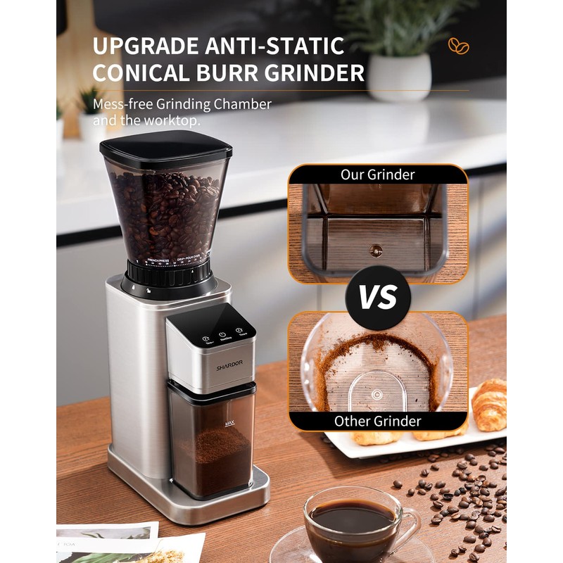 SHARDOR Professional Conical Burr Coffee Grinder, Coffee Bean Grinder with