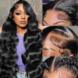 Dewyigs 13x6 Body Wave Lace Front Wigs Human Hair Pre Plucked 180 Density HD Transparent Lace Frontal Wigs Human Hair for Women Glueless Wig Human Hair with Baby Hair 24 Inch