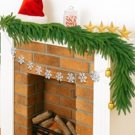 Therwen 9 Pcs Christmas Snowflake Banner Assorted Snowflake Garland Christmas Hanging Winter Banner Backdrop for Door Wall Window Home Hanging Decoration Xmas Party Favor Supplies