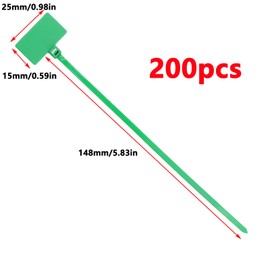 Antrader Marker Nylon Cable Ties, Nylon Cable Zip Ties 200 Pieces Nylon Cable Marker Ties 6 inch Wire Zip Ties Self-locking Plastic Nylon Cable Ties Nylon Cable Zip Ties with Write on Label (Green)