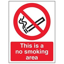 V Safety Eco Friendly Prohibition No Smoking - This Is A No Smoking Area - 150 X 200mm