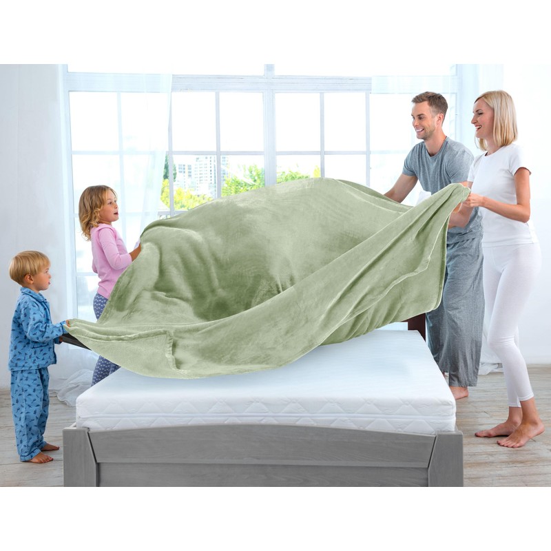 Utopia Bedding Fleece Blanket King Size Sage Green 300GSM Luxury
