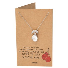 quan jewelry Sporty Necklace with Guardian Angel Wing and Boxing Gloves Pendant, Boxer Gifts for Men and Women, Motivational Charm with Life Inspirational Quote