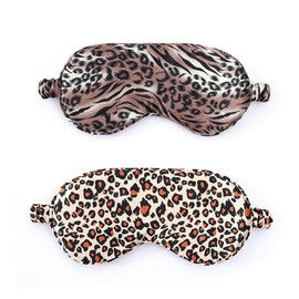 2 Pieces Silk Sleep Mask, Eye Mask for Sleeping, Eye Sleep Protection for Yoga Travel, Blocks Light, Leopard Print Style Blindfold