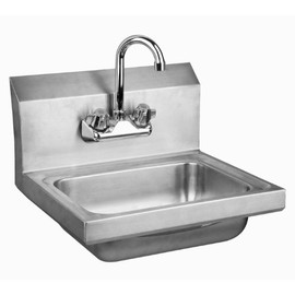 Wall Mounted Hand Sink with Faucet Size: 16"L x 16-1/2"WBowl Size: (12-1/4"L x 10"W x 5"D)