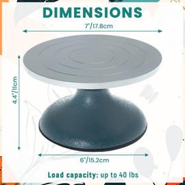 IVWNNN Pottery Wheel 7" Banding Wheel Heavy Duty Pottery Wheel for Adults Pottery Wheel Bats with Ball Bearings Mini Pottery Wheel for Sculpting and Decorating (7" Diameter)
