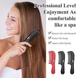 3 Stück Kopfhautkamm,Schuppenkamm,mit 2 Stück 4,5 cm Einlochclips,Reduzieren Juckreiz Auf Der Kopfhaut,Entfernen Schuppen und Schmutz,für Die Haarpflege von Frauen und Männern (Schwarz,Rot)