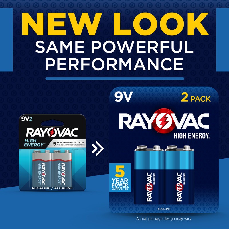 Rayovac High Energy 9V Batteries (4 Pack), Alkaline 9 Volt