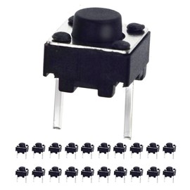 QTEATAK 20 Pcs 6mm 2 Pin Momentary Tactile Tact Push Button Switch Through Hole Breadboard Friendly for Panel PCB