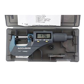 Accusize Industrial Tools 0-1''/0-25 mm by 0.00005''/0.001 mm 2 Key Electronic Digital Outside Micrometer, Metric/Imperial, Md71-0001