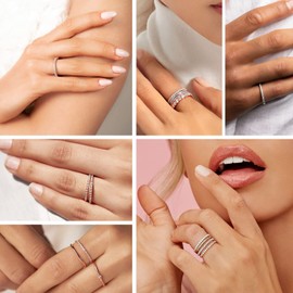 Suplight Full Eternity Wedding Band Dainty Stacking Rings 925 Sterling Silver Ring Jewelry for Friend Size 7