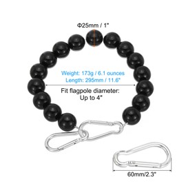 PATIKIL Flagpole Retainer Ring Flag Pole Accessories, Flag Beaded Mount Ring Keep Flag Close to Pole Weight with Stainless Steel Cable for Indoor Outdoor Flagpole, Black, 4"