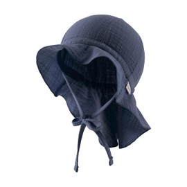 Sterntaler Unisex Children's Cotton Muslin with Tie Strap Sun Hat, blue, 51