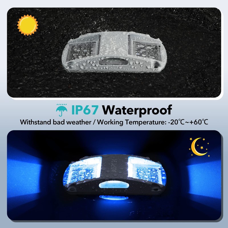 AGPTEK Solar Driveway Lights 1 Pack, Outdoor Deck Dock Marine