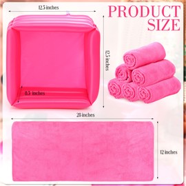 FillTouch 12 Pcs Kids Foot Spa Kit for Girls 12.5 x 12.5 x 8.3 Inch Spa Foot Care Bath and 12 x 28 Inch Hand Towels Washbasin Salon Towels for Spa Party Sleepover Party Supplies (Rose Red)