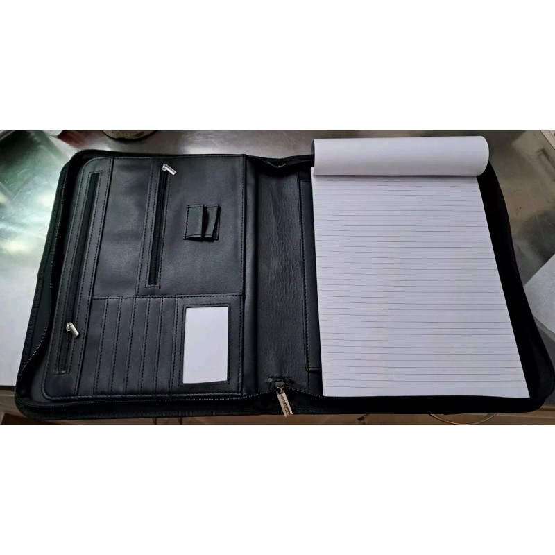 Wundermax Black Vegan Leather Portfolio With Tablet Pocket Zipper NIB