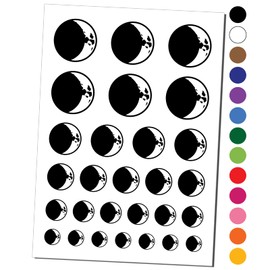 Waxing Crescent Moon Phase Temporary Tattoo Water Resistant Fake Body Art Set Collection - White (One Sheet)