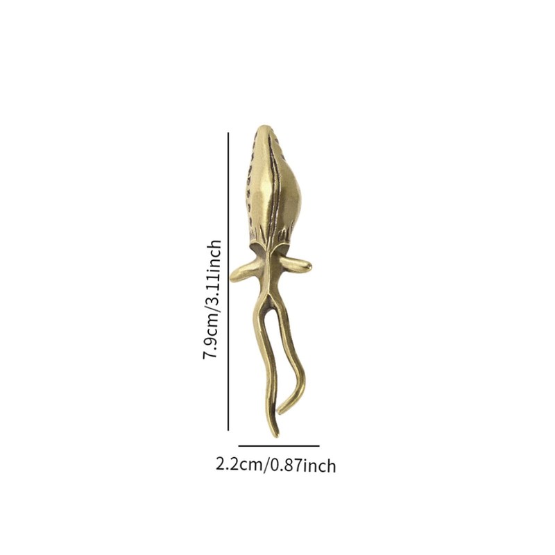 Folpus Brass Squid Statue Handcrafted Housewarming Gift Mini Ornaments Collectible
