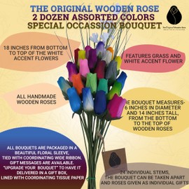 The Original Wooden Rose Assorted Colors Wooden Rose Closed Bud Bouquets 2 Dozen
