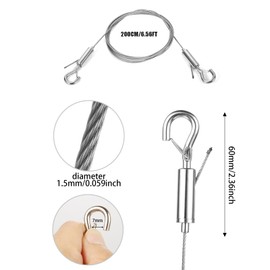 8pcs Stainless Steel Picture Wire Hanging Kit, 2mx1.5mm Adjustable Mirror Hanging Hardware with Hooks Picture Hanging Tool for Frame Billboard Light Hold Up to 44lbs