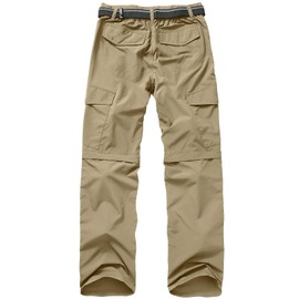 Mens Hiking Pants Quick Dry Lightweight Fishing Pants Convertible Zip Off Cargo Work Pants Trousers #6088,Khaki,30