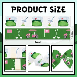 Blinket 2 Rolls 7/8" Golf Ribbon for Sports Team Party Decor 10 Yard, Golf Ball and Club Ribbon for Club Event, Sport Ribbons for Golfs Events Decor Themed Party Hair Bows DIY Craft