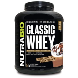 NutraBio Classic Whey Protein Powder- 25G of Protein Per Scoop - Full-Spectrum Amino Acid Profile - No Fillers, Artificial Colors, Preservatives - Low Glycemic Index - Chocolate Milkshake, 5 Pounds