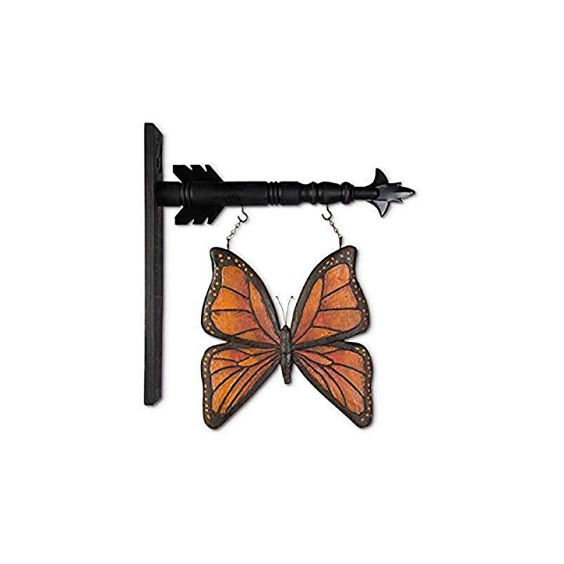 K&K Interiors 16419A 12 Inch Orange and Black Resin Butterfly