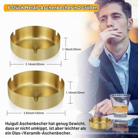 Huiguli Set of 6 Stainless Steel Ashtrays for Outdoor Table Top