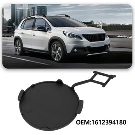 Briny River Car Rear Bumper Tow Eye Cover ABS Tow Hook Replacement 1612394180 Compatible with Peugeot 2008 2013-2016, Black