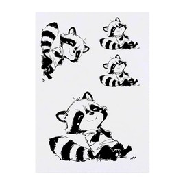 Azeeda 4 x 'Niedlicher skizzenhafter Waschbär sitzend' Temporäre Tattoos - Wasserfest, Hautfreundlich & Ungiftig · Transfers in Verschiedenen Größen (TO00084910)