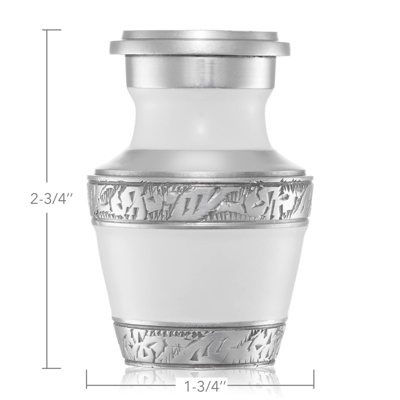Reminded Small Cremation Memorial Urn for Human Ashes, White and