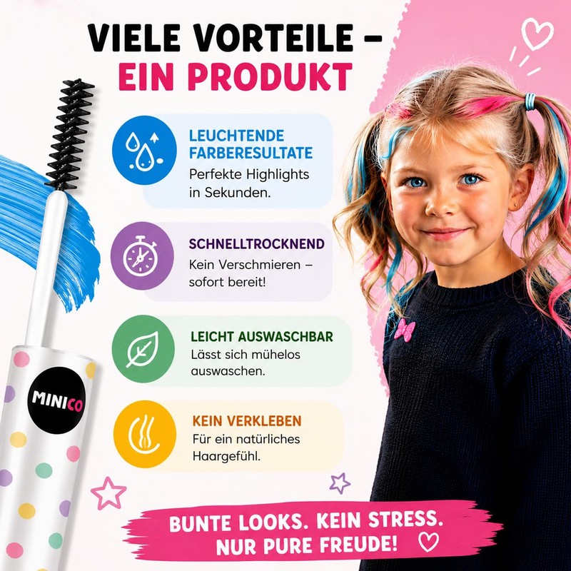 Children's Hair Mascara, Washable Hair Chalk, Colourful Hair Colour, Blue