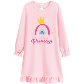 DHASIUE Little Girls Cotton Nightgrown Toddler Autumn Pyjamas Kids Long Sleeve Pyjamas Dresses 3-10 Years, rainbow