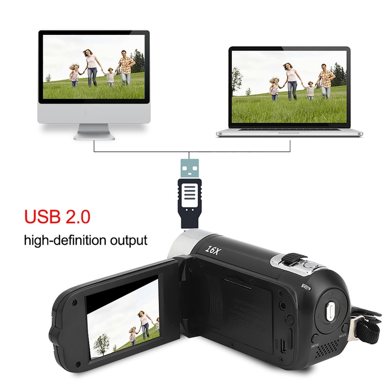 Videocámara con Cámara de Vídeo, Zoom Digital de 16X, Pantalla