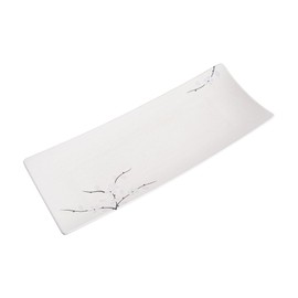 DealbyBox 14" Long Rectangle Plates for Serving Sushi, Pasta, Chips, Appetizer - Ceramic Sushi Plate for Party, Restaurant, Banquet (12Pack, White Sakura)