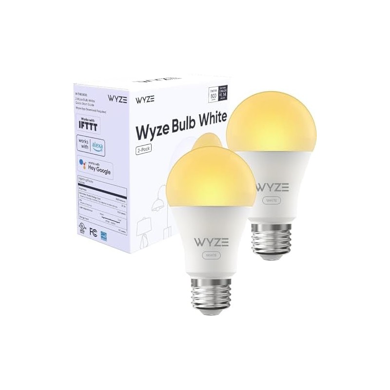 Wyze Lifestyle - foco blanca, 800 lúmenes, paquete de dos,