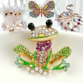 Women's Brooch Set, Animal Shape Crystal Brooch, Vintage Leaf Pearl Brooch Pins for Clothing Decoration, Alloy, rhinestones