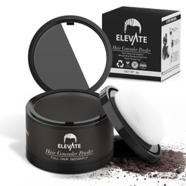 ELEVATE Hair Line Powder Instantly Conceal Hair Loss for Thinning Areas - Shadow Makeup - Root Cover Touch Up with Puff Touch - Instant Gray Coverage for Men and Women (Dark Brown)