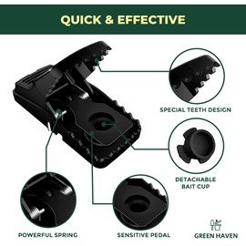 Green Haven 2 Pack Mouse Traps for Indoors and Outdoors - Quick Mouse Hunt - Rodent Catcher - Small Mice Trap for Warehouse & Kitchen - Highly Sensitive Mousetrap Catcher - Mouse Catcher