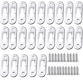 25Pcs Keyhole Picture Hangers with Metal Keyhole Hangers Fasteners Flat Keyhole Hangers 43 x 17 mm Plate Keyhole Hanging Bracket Hardware for Mirror Picture Frame (Silver)