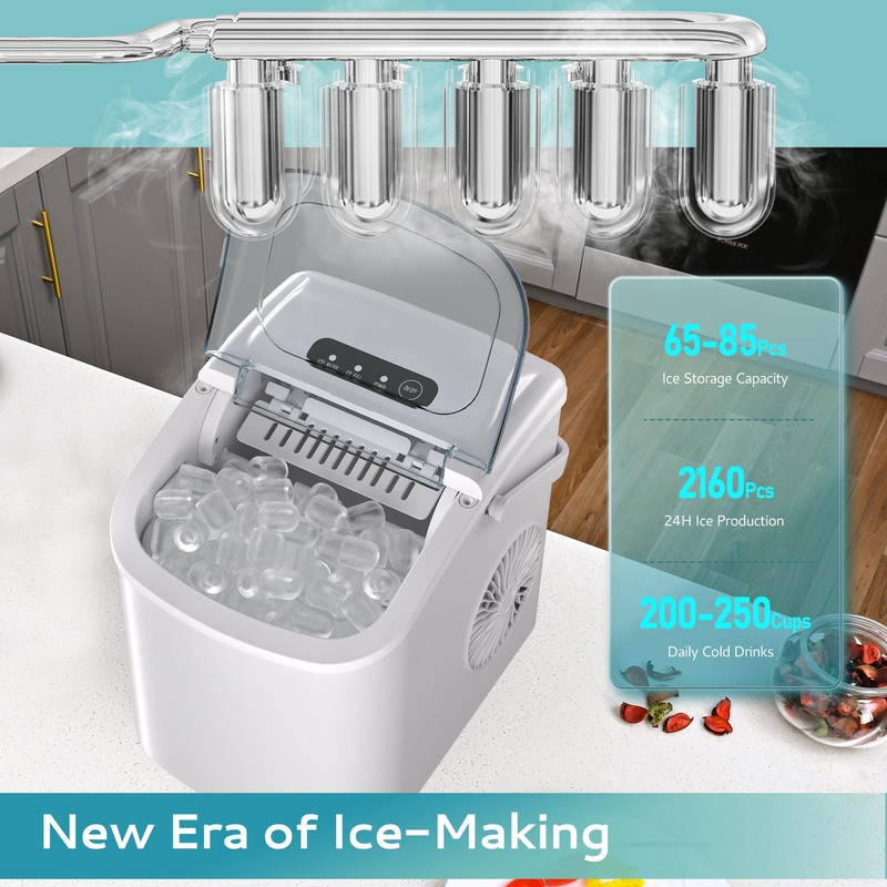 EUHOMY Countertop Ice Maker Machine with Handle, 26lbs Per Day,