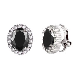 SELOVO Cubic Zirconia No Piercing Black Earrings Clip on Studs for Women