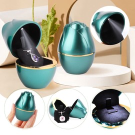 Rolin Roly Green Pendant Box with LED Light Rose Jewelry Necklace Case Jewellry Display Gift Boxes for Wedding Pendants Box Ceremony Engagement Proposal Anniversary