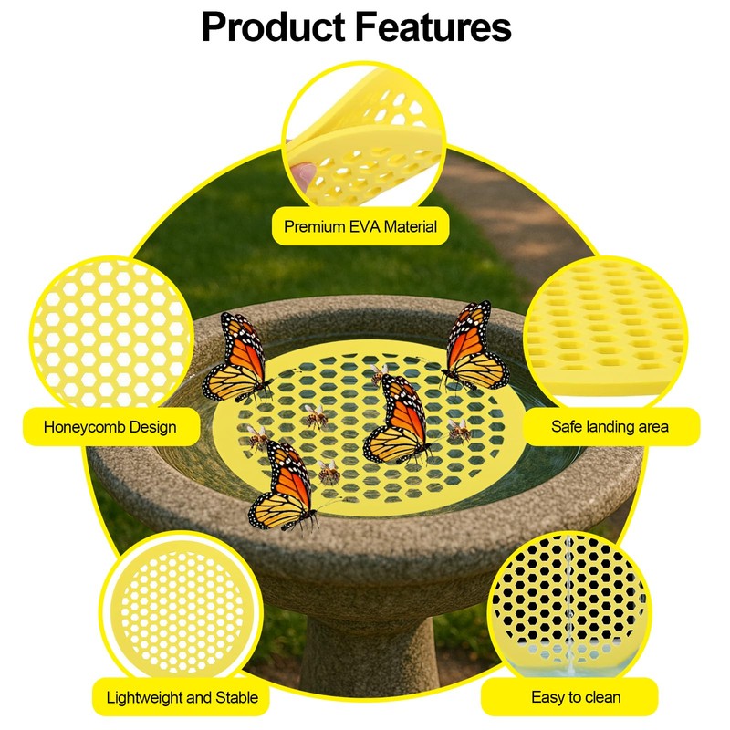 YFANITI 2 Pack Floating Bee Island,Round Floating Bee Watering Station-