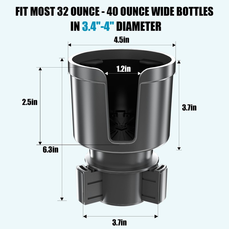 Upgraded Car Cup Holder Expander Adapter with Offset Adjustable Base,