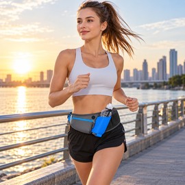 Running Hydration Waist Belt for Jogging and Hiking – Adjustable Water Bottle Holder with Zippered Storage for Outdoor Workouts