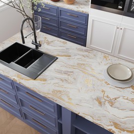 CRE8TIVE Beige Gold Marble Contact Paper for Countertops Waterproof 12"x354" Matte Marble Wallpaper Peel and Stick Kitchen Countertop Self Adhesive Removable Wallpaper for Bedroom Desks Drawers Walls