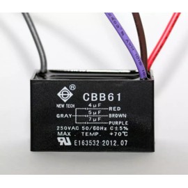 New Tech CEILING FAN CAPACITOR CBB61 4uf+5uf+7uf 4 WIRE GENUINE PART